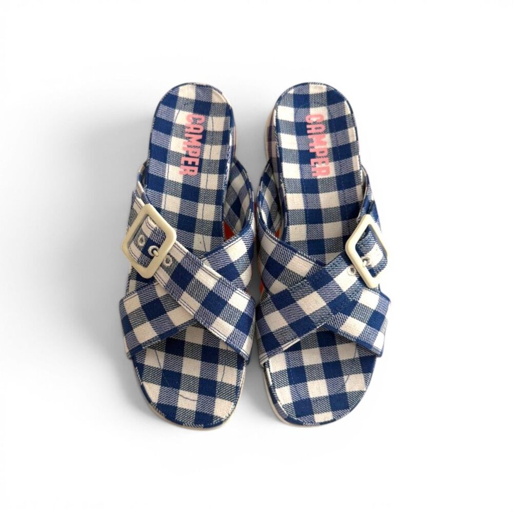 CAMPER Atonik Blue and White Sandals, New In Box! Size US 10, EU 40